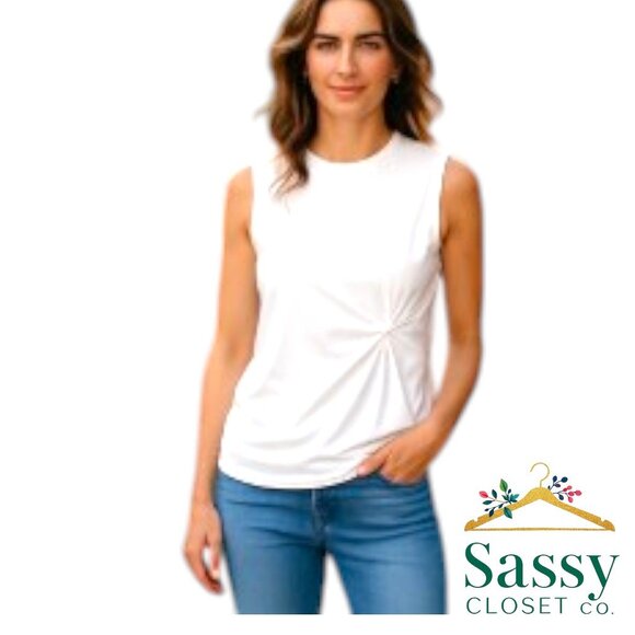 SPANX Butter Top – White Twist Waist, Mock Neck, Sz L, NWT - Picture 1 of 9